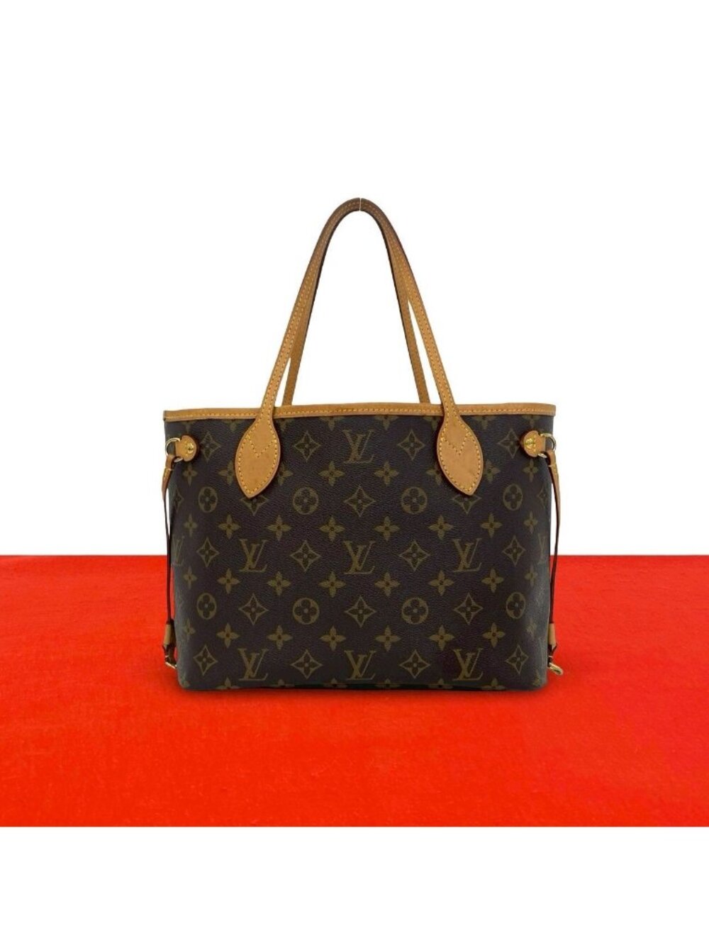 Louis Vuitton Neverfull PM Monogram Logo Pattern Leather Tote Brown
